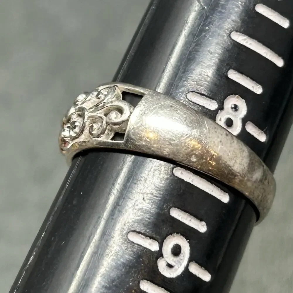 LA Sterling 925 Silver Floral Filigree Band Ring Size 8.5 Open Cutout Scroll